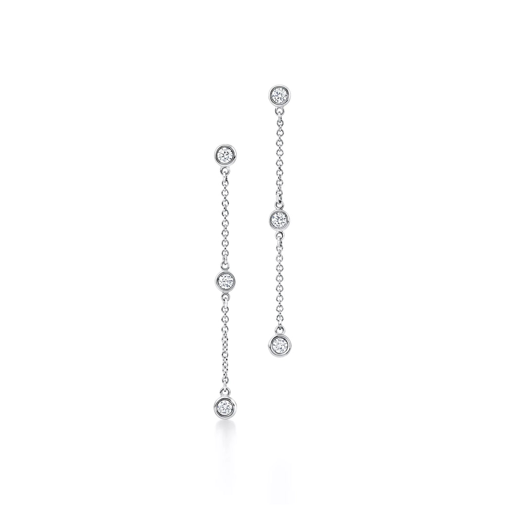 Carave Paris Triple Bezel Crystal Chain Drop Earrings