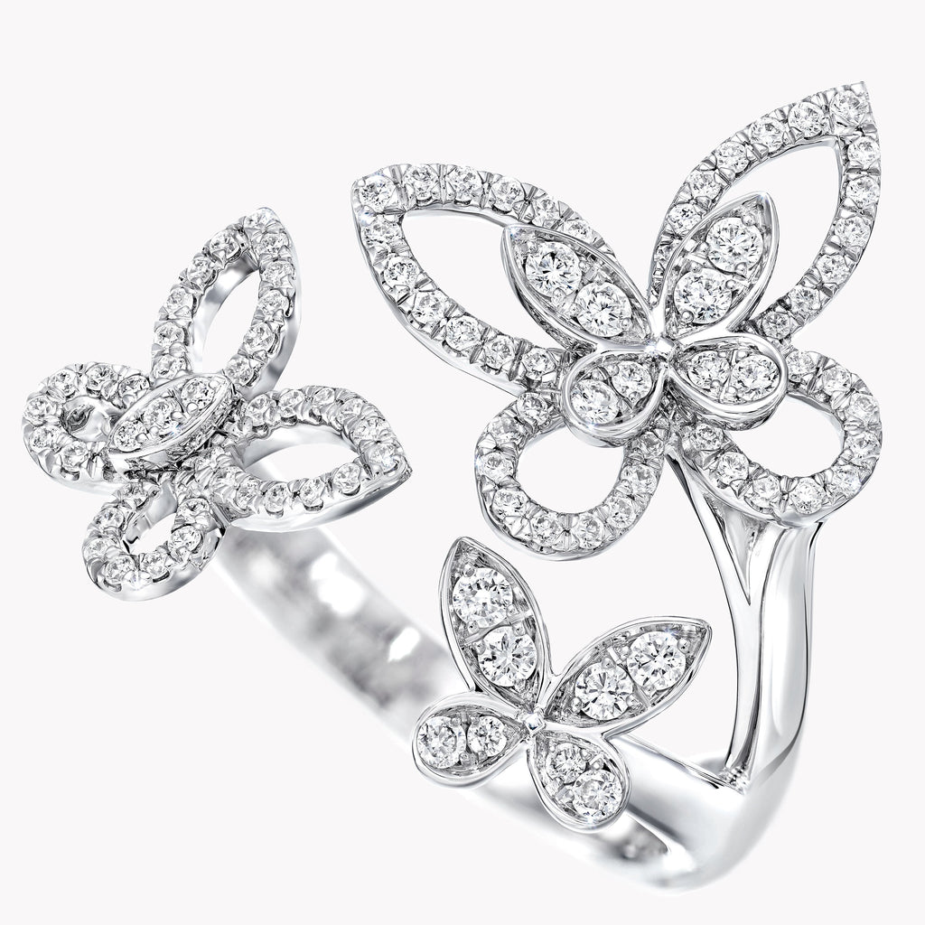 Carave Paris Triple Butterfly Diamond Open Ring