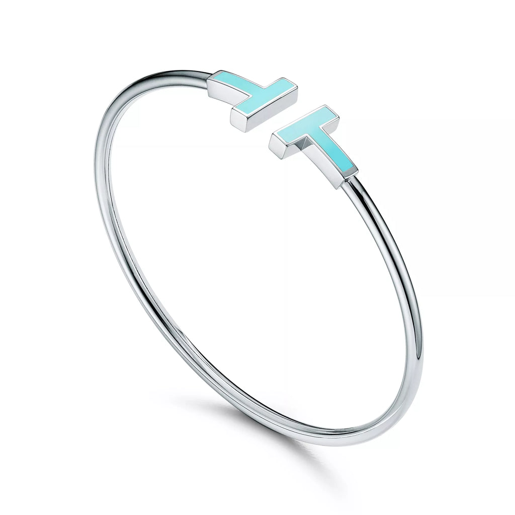 Carave Paris Turquoise T White Gold Open Bangle for Women