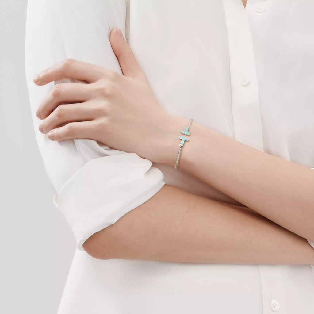 Carave Paris Turquoise T White Gold Open Bangle for Women