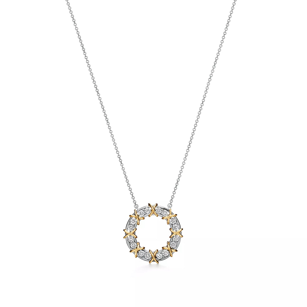 Carave Paris Two Tone Pavé Circle Pendant Necklace