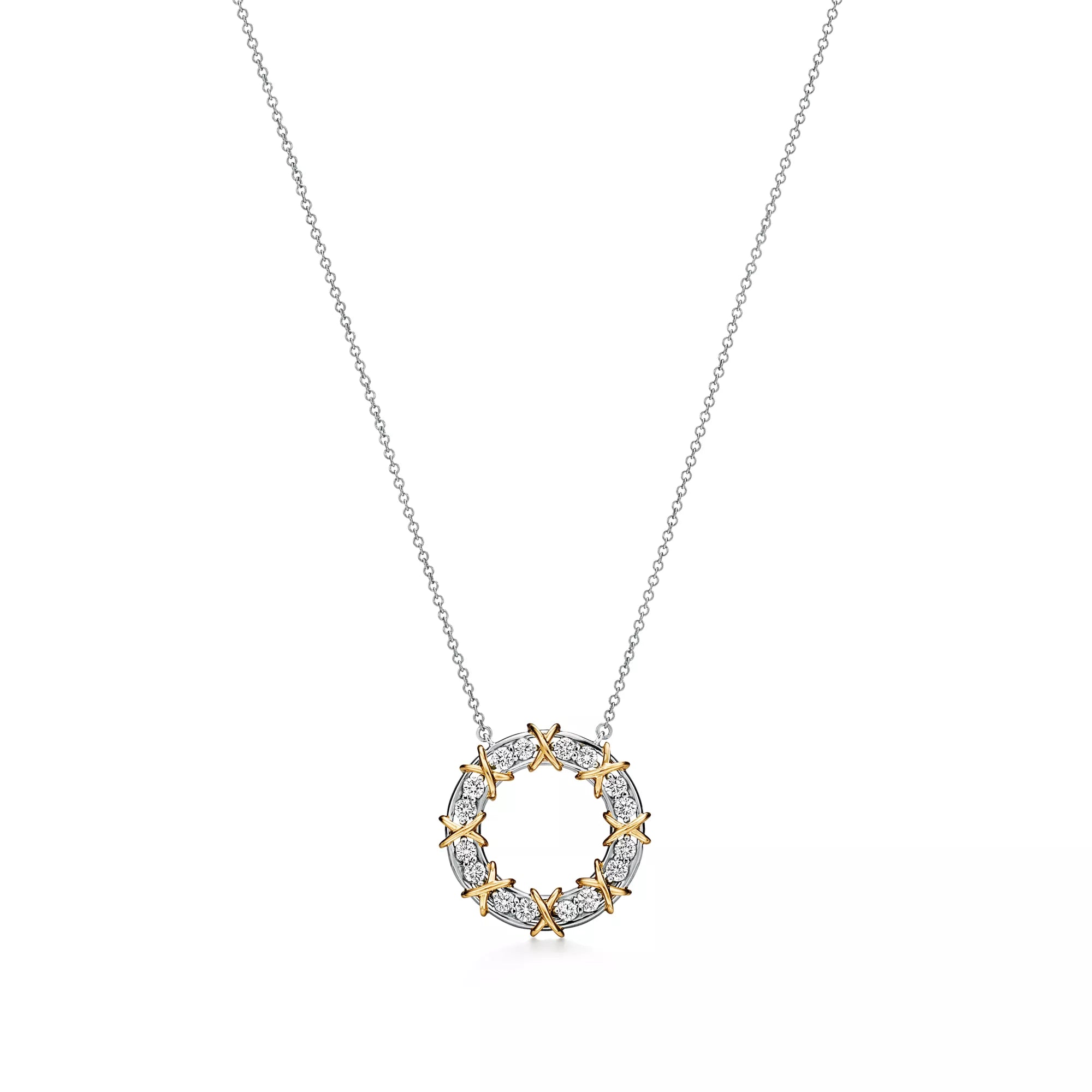 Carave Paris Two Tone Pavé Circle Pendant Necklace