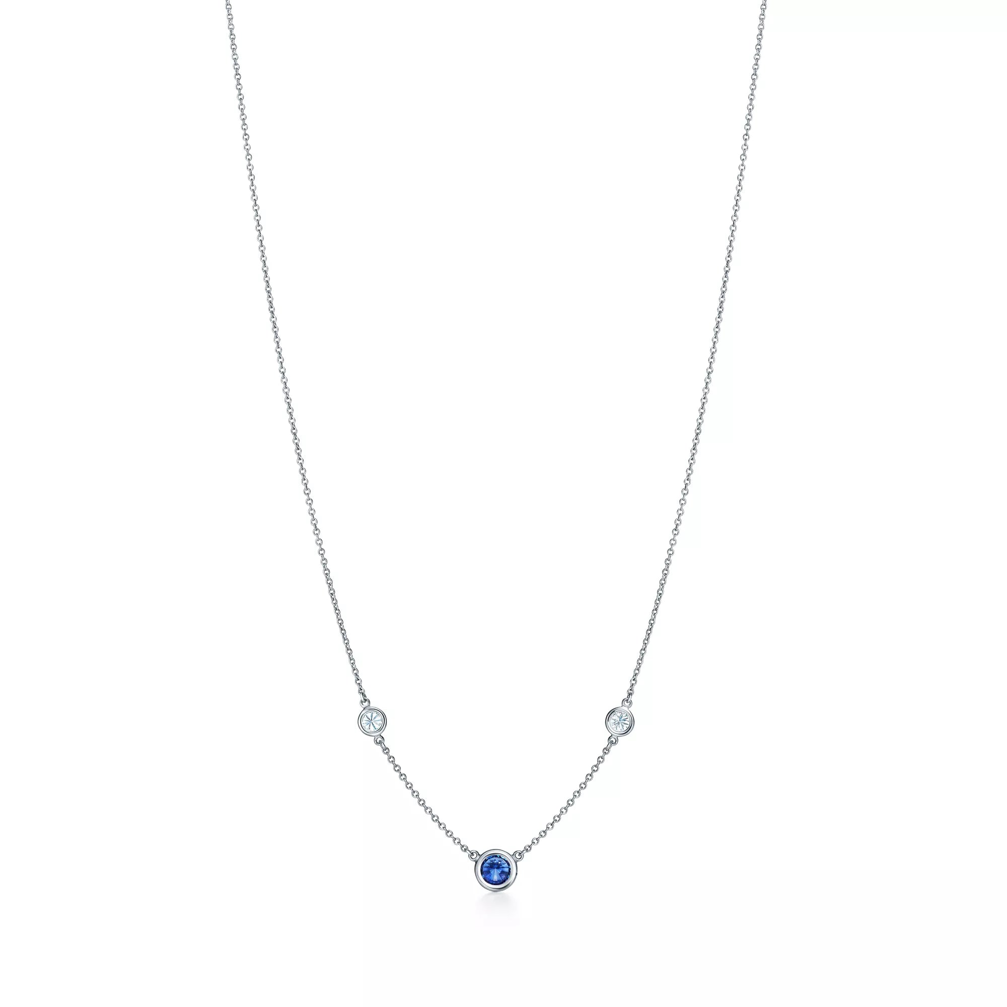 Carave Paris Blue Sapphire & Diamond Bezel Station Necklace in Silver