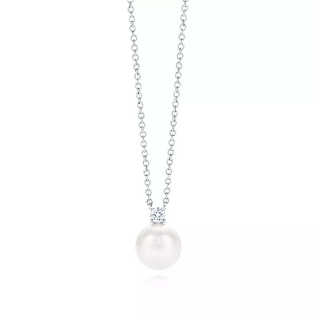 Carave Paris White Gold Solitaire Pearl Pendant Necklace