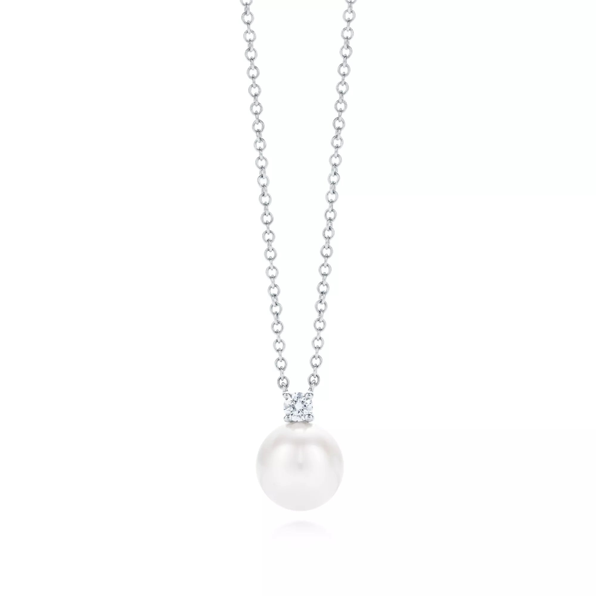 Carave Paris White Gold Solitaire Pearl Pendant Necklace