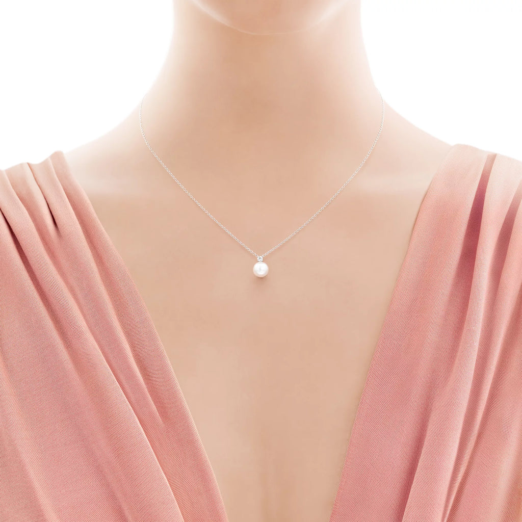 Carave Paris White Gold Solitaire Pearl Pendant Necklace