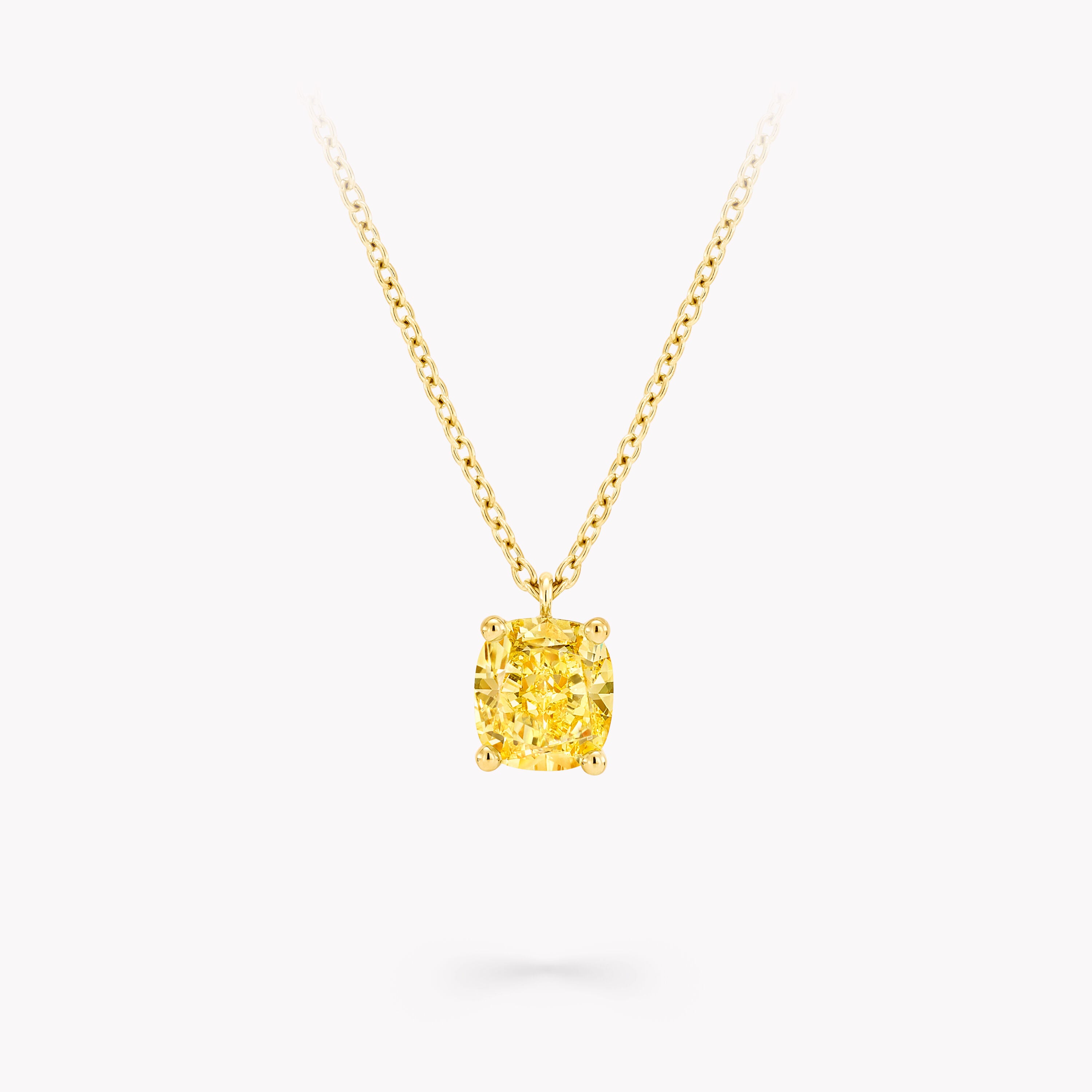 Carave Paris Yellow Cushion Cut Solitaire Pendant Necklace