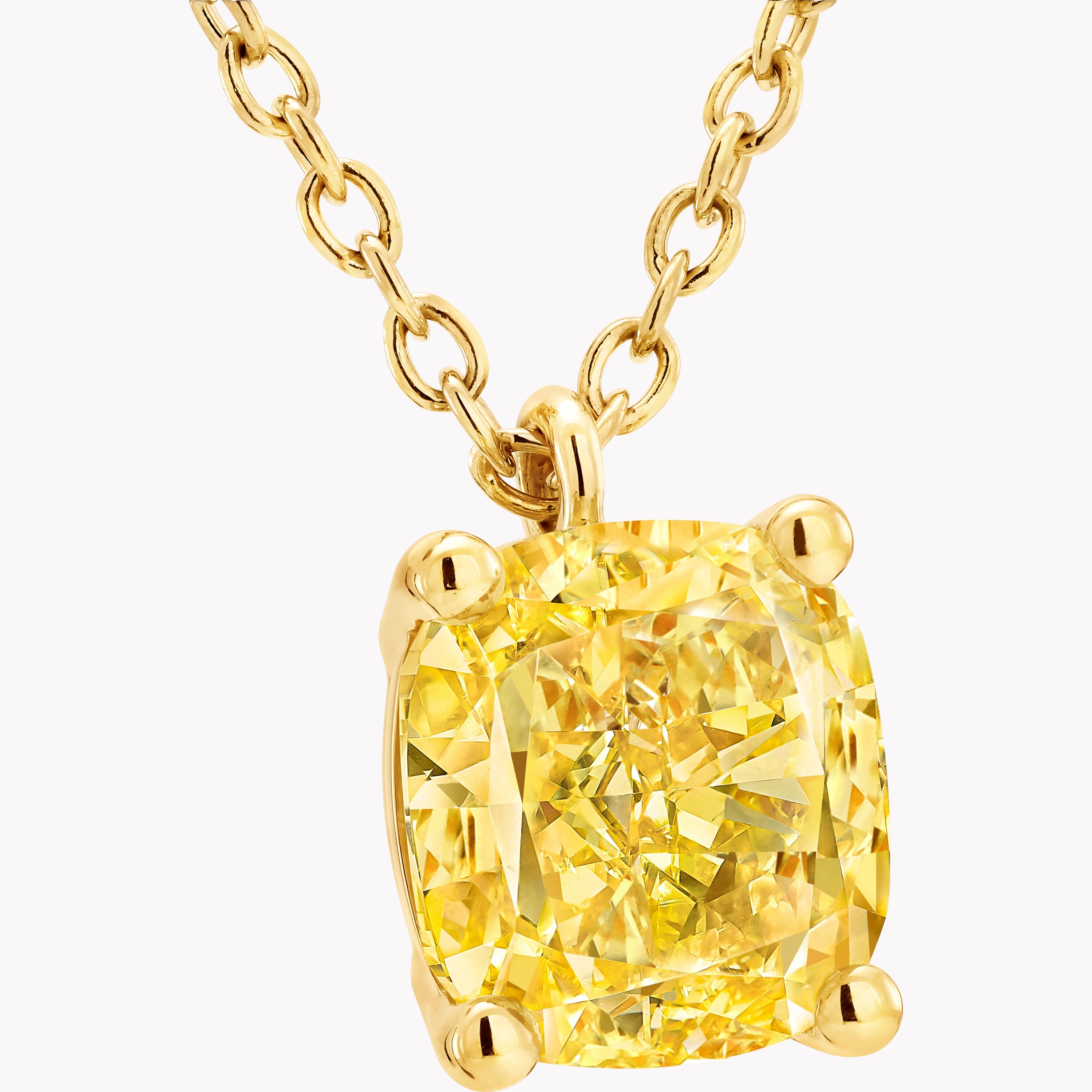 Carave Paris Yellow Cushion Cut Solitaire Pendant Necklace