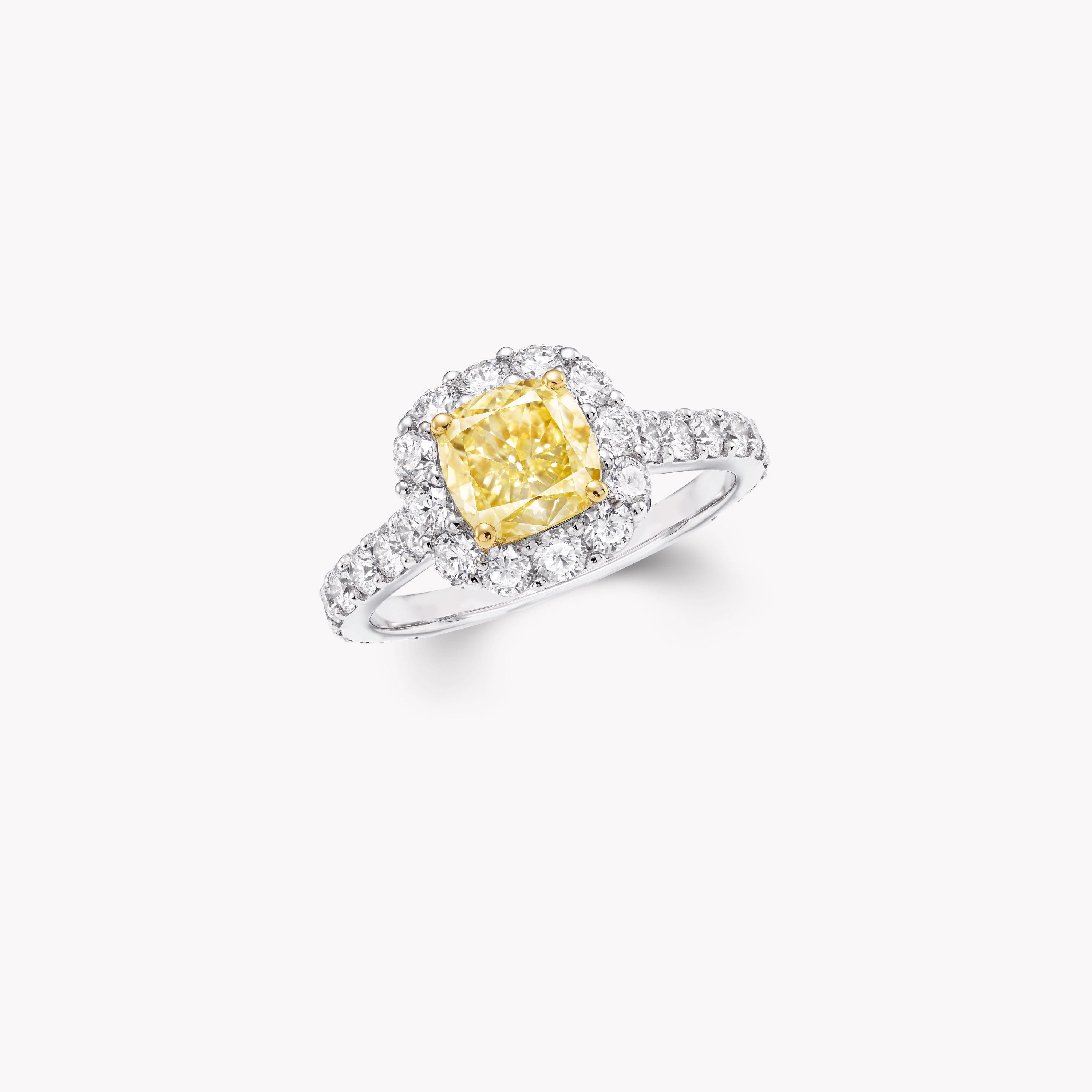 Carave Paris Yellow Cushion Halo Diamond Ring