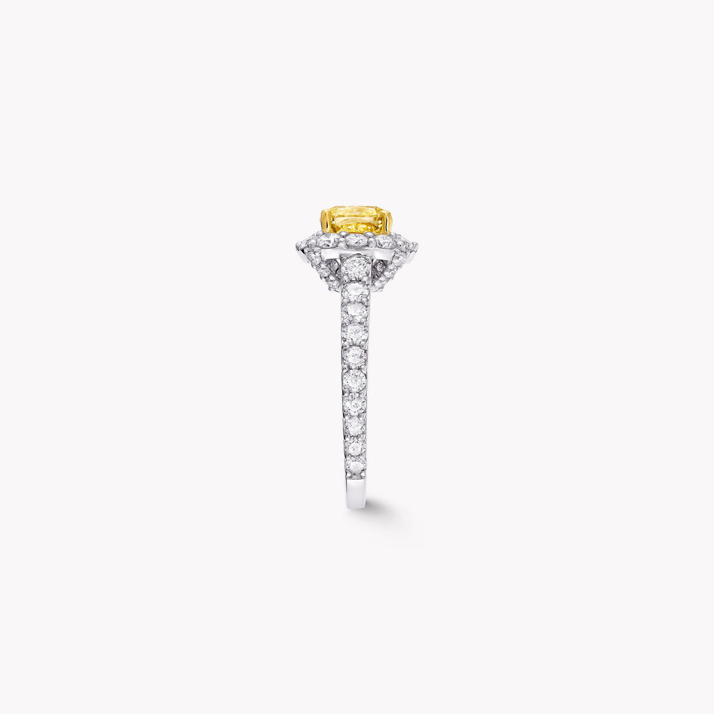 Carave Paris Yellow Cushion Halo Diamond Ring