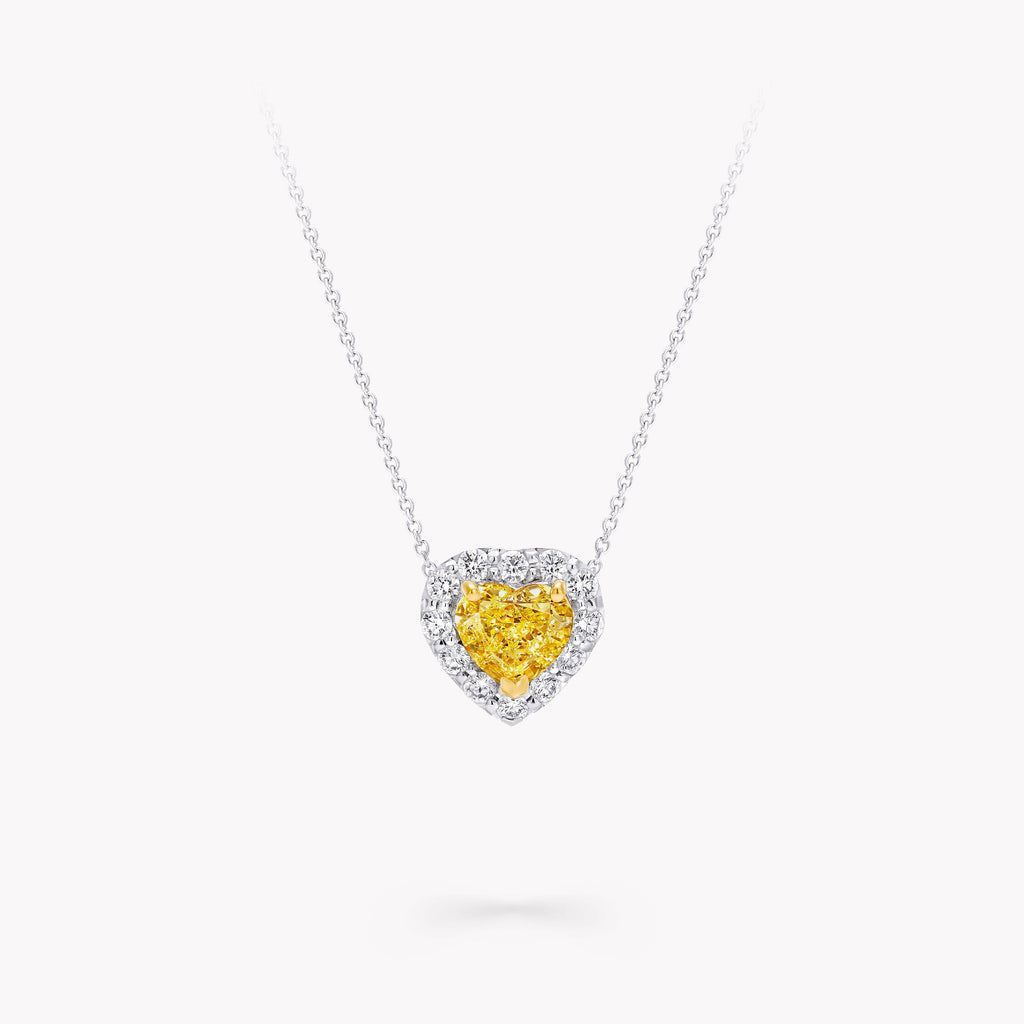 Carave Paris Yellow Heart Halo Diamond Pendant Necklace