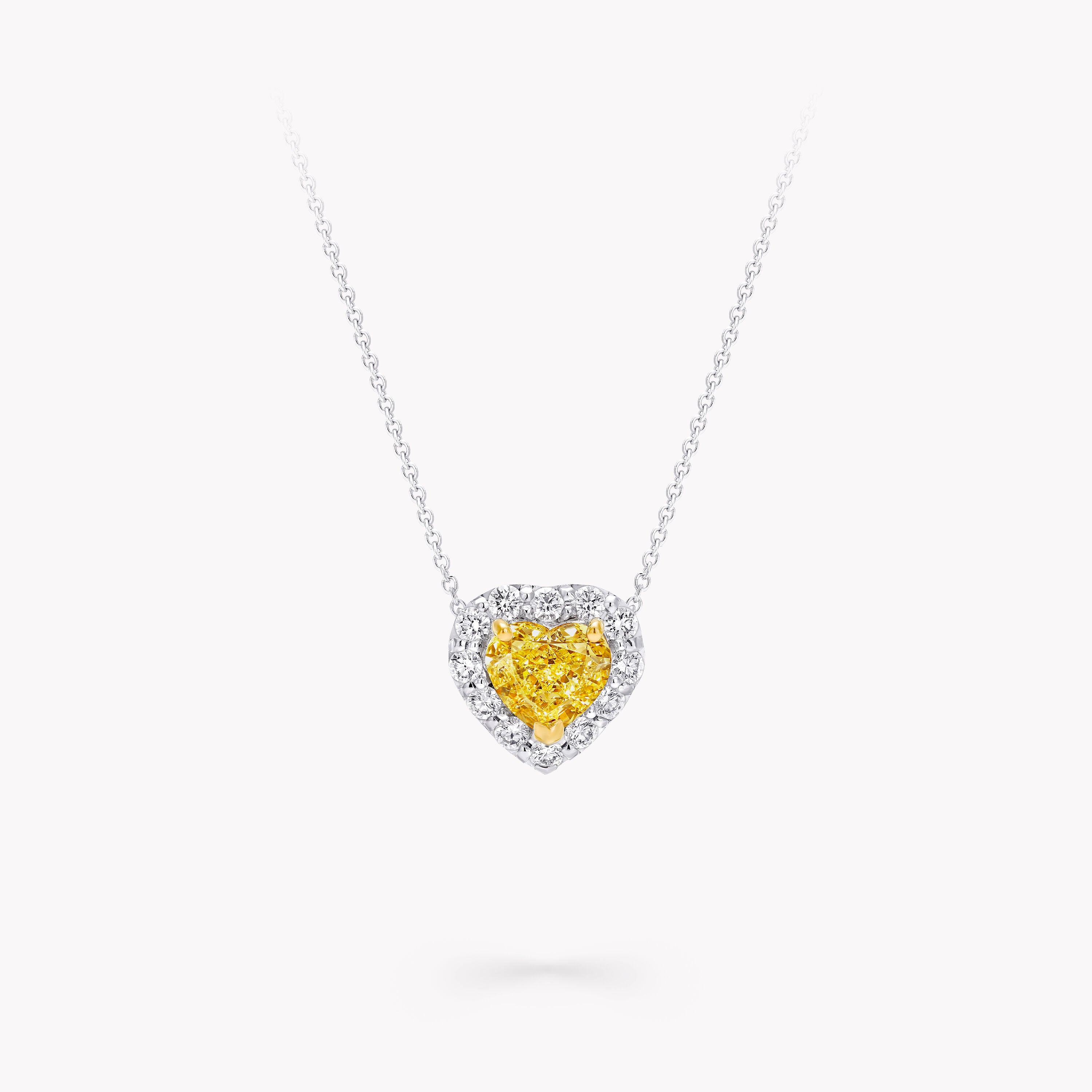 Carave Paris Yellow Heart Halo Diamond Pendant Necklace