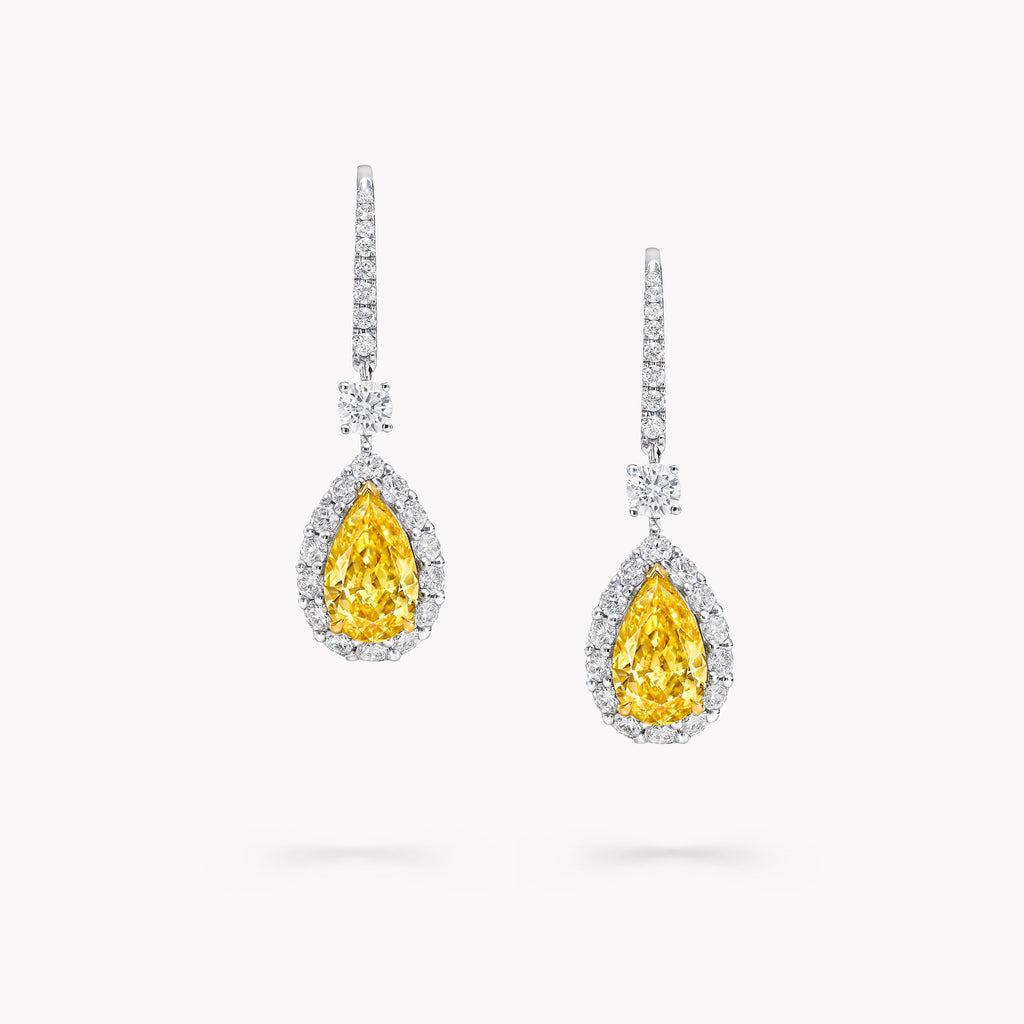 Carave Paris Yellow Pear Drop Diamond Earrings