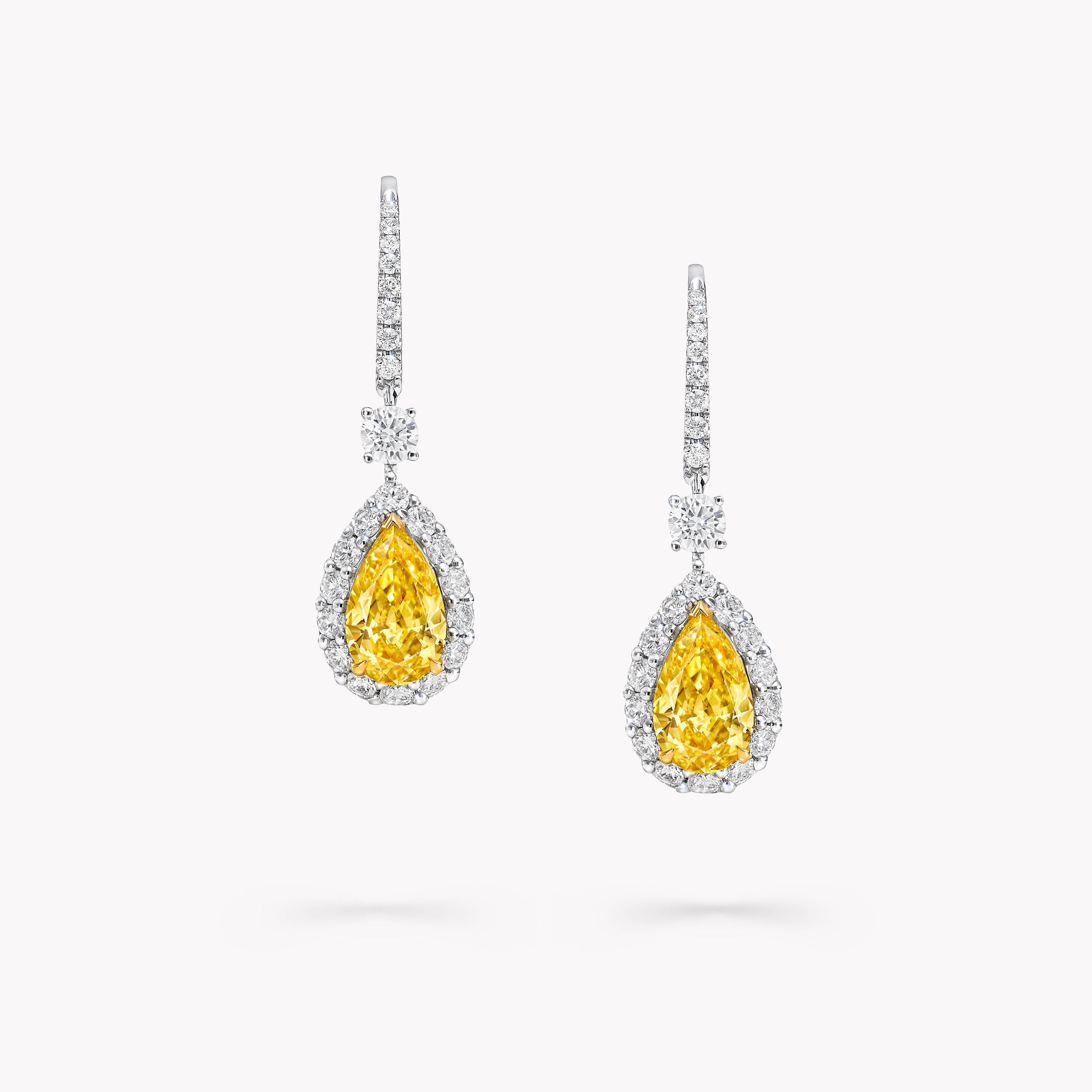 Carave Paris Yellow Pear Drop Diamond Earrings