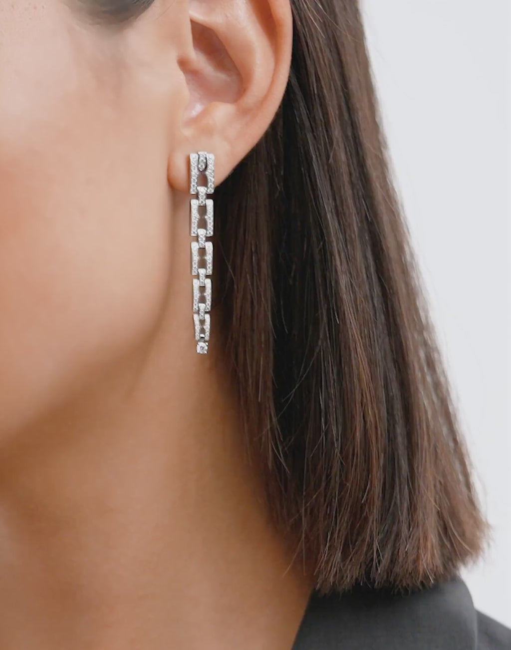 Carave Paris Diva Diamond Link Drop Earrings in Rose Gold