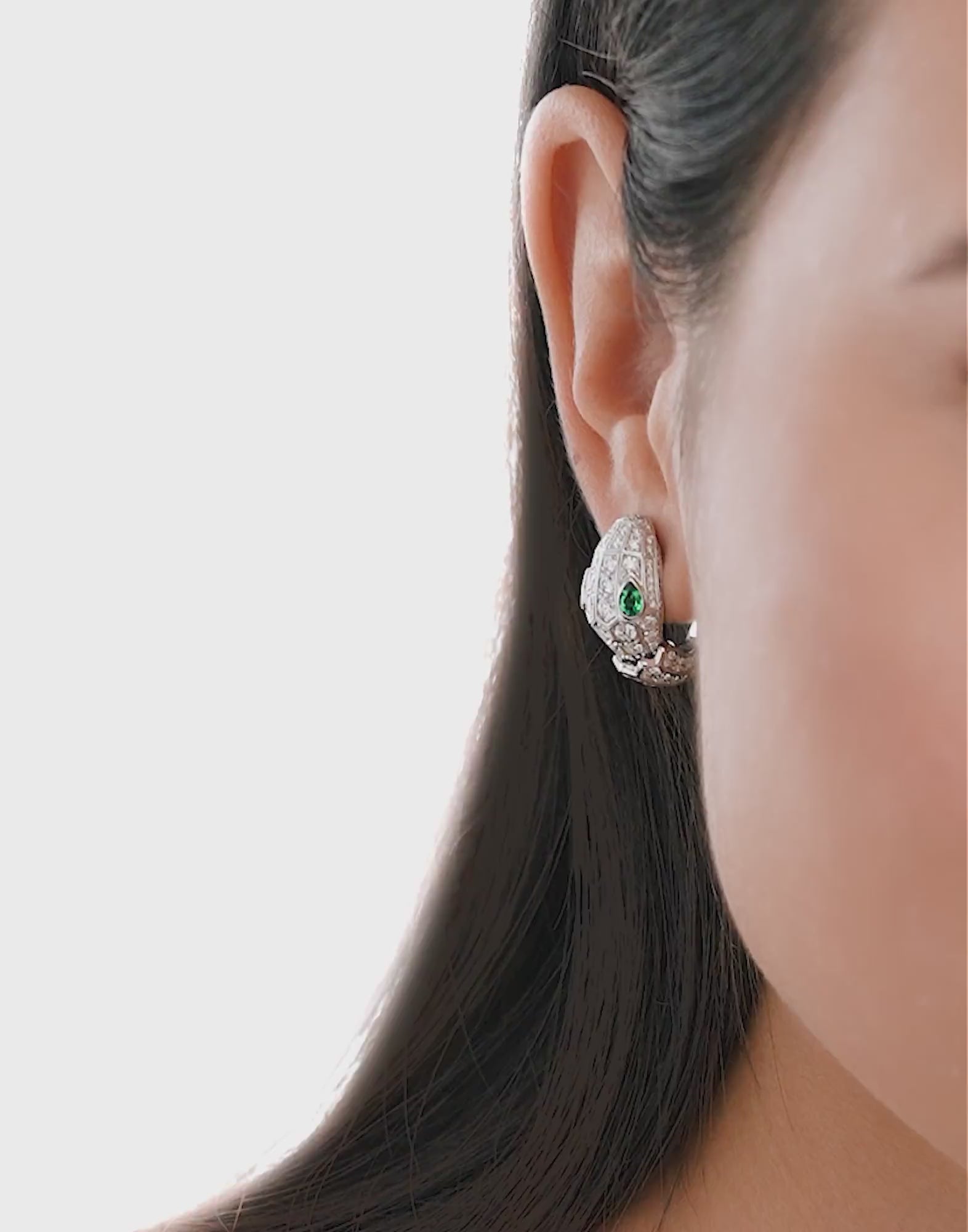 Carave Paris Serpente Emerald Pavé Hoop Earrings