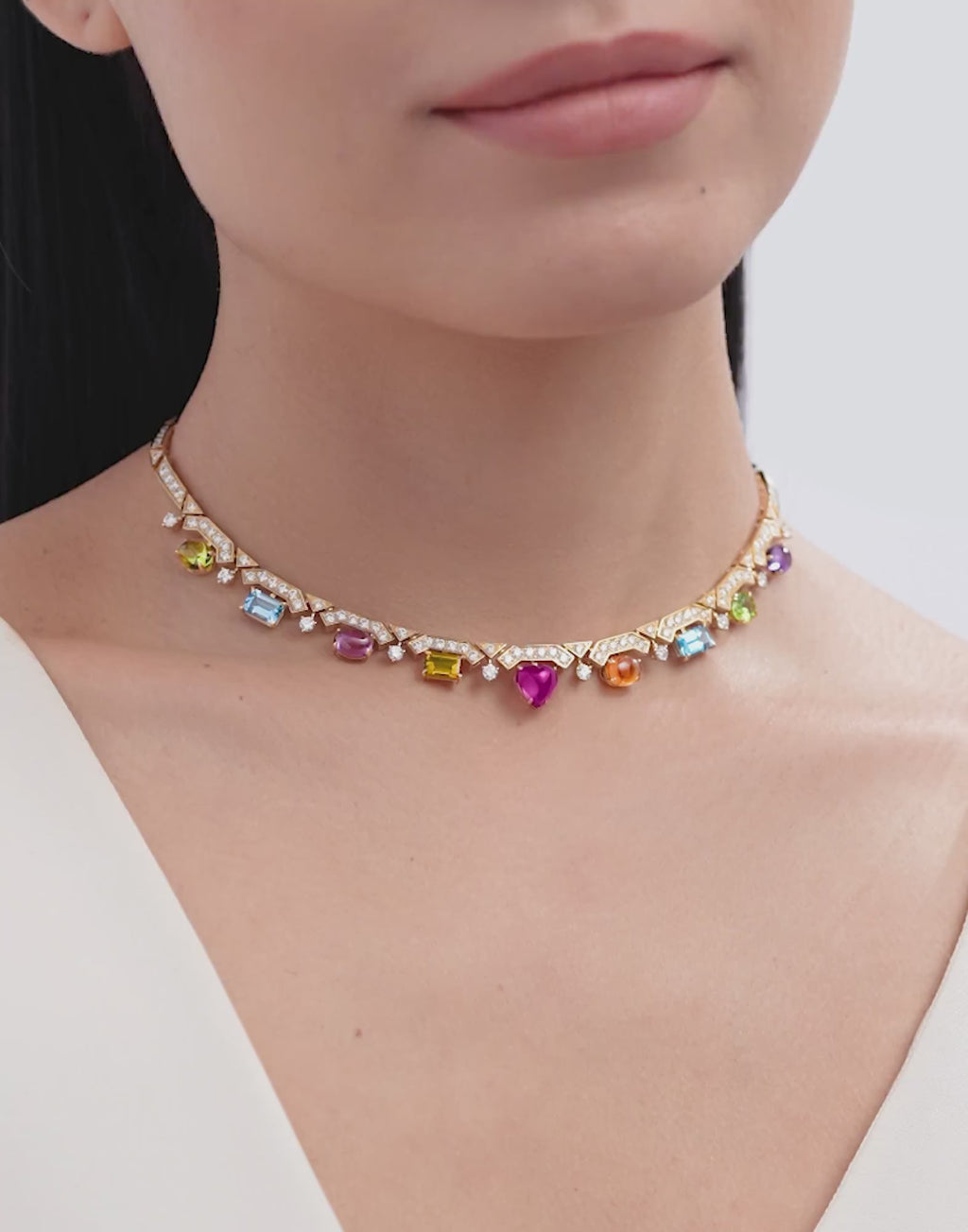 Carave Paris Multicolor Gemstone & Diamond Choker Necklace