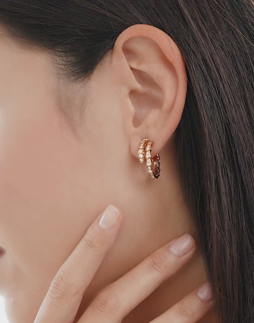 Carave Paris Serpenti Diamond Hoop Earrings in Rose Gold