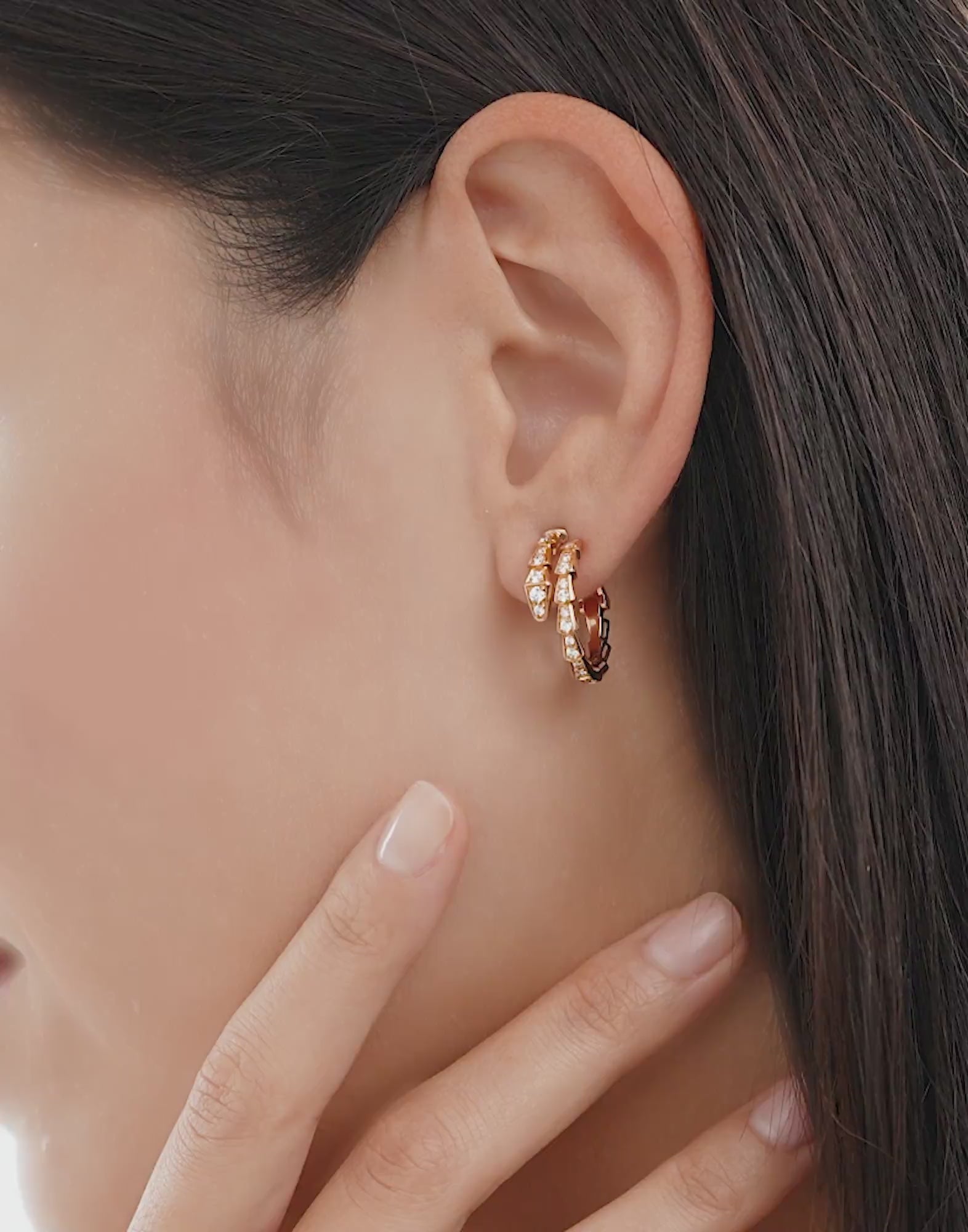 Carave Paris Serpenti Diamond Hoop Earrings in Rose Gold