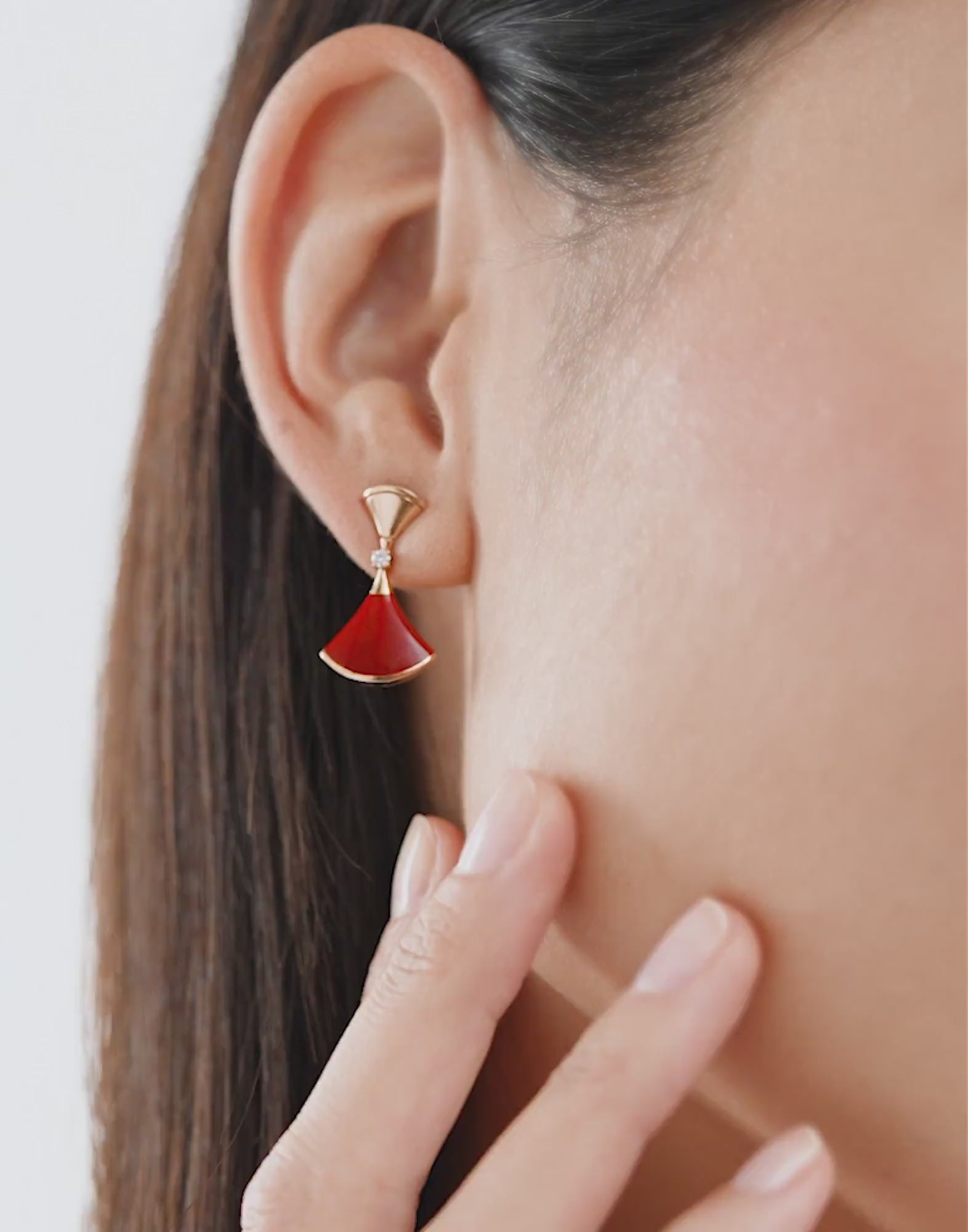 Carave Paris Diva Red Agate & Diamond Drop Earrings in Rose Gold