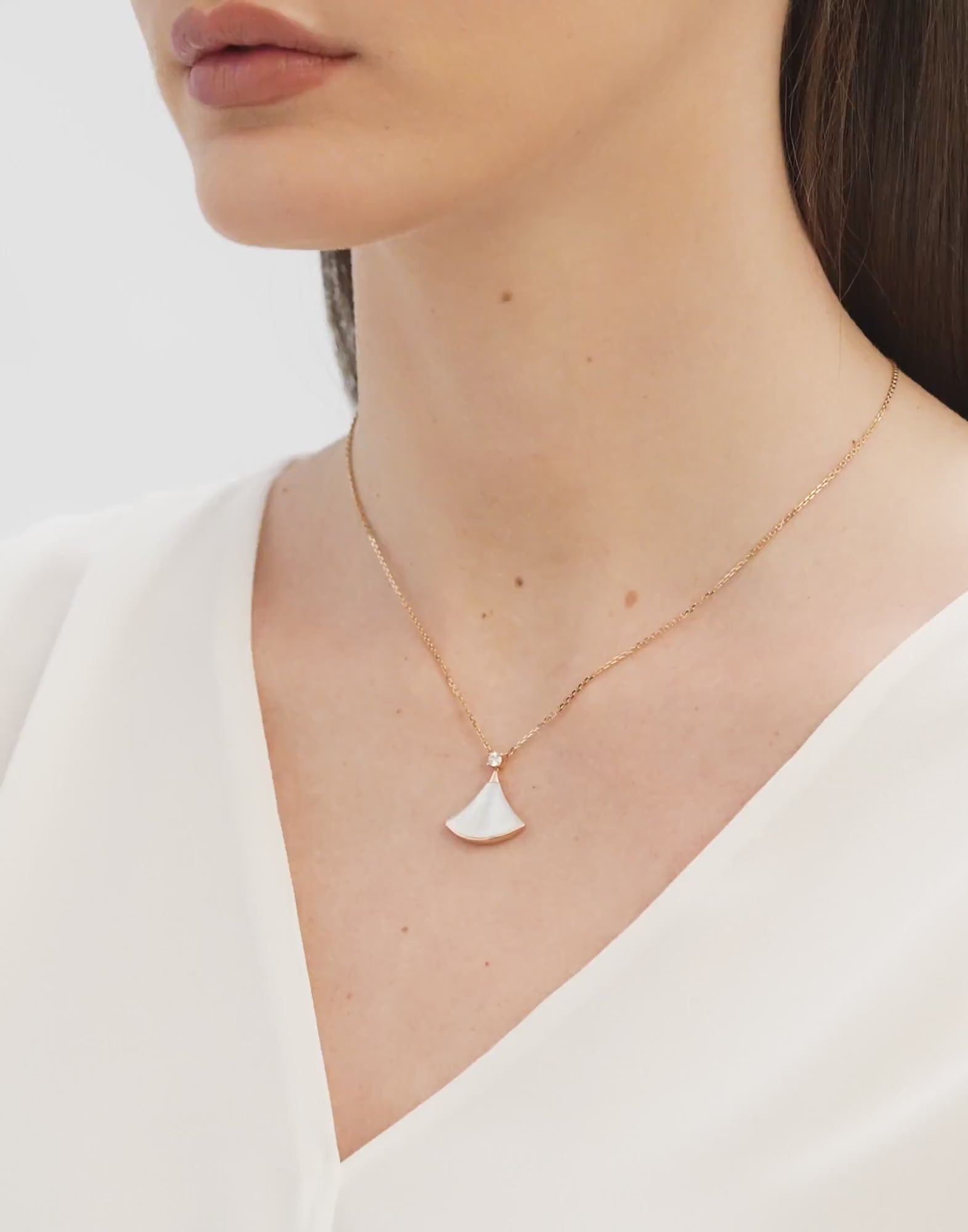 Carave Paris Mother of Pearl Fan Pendant Necklace