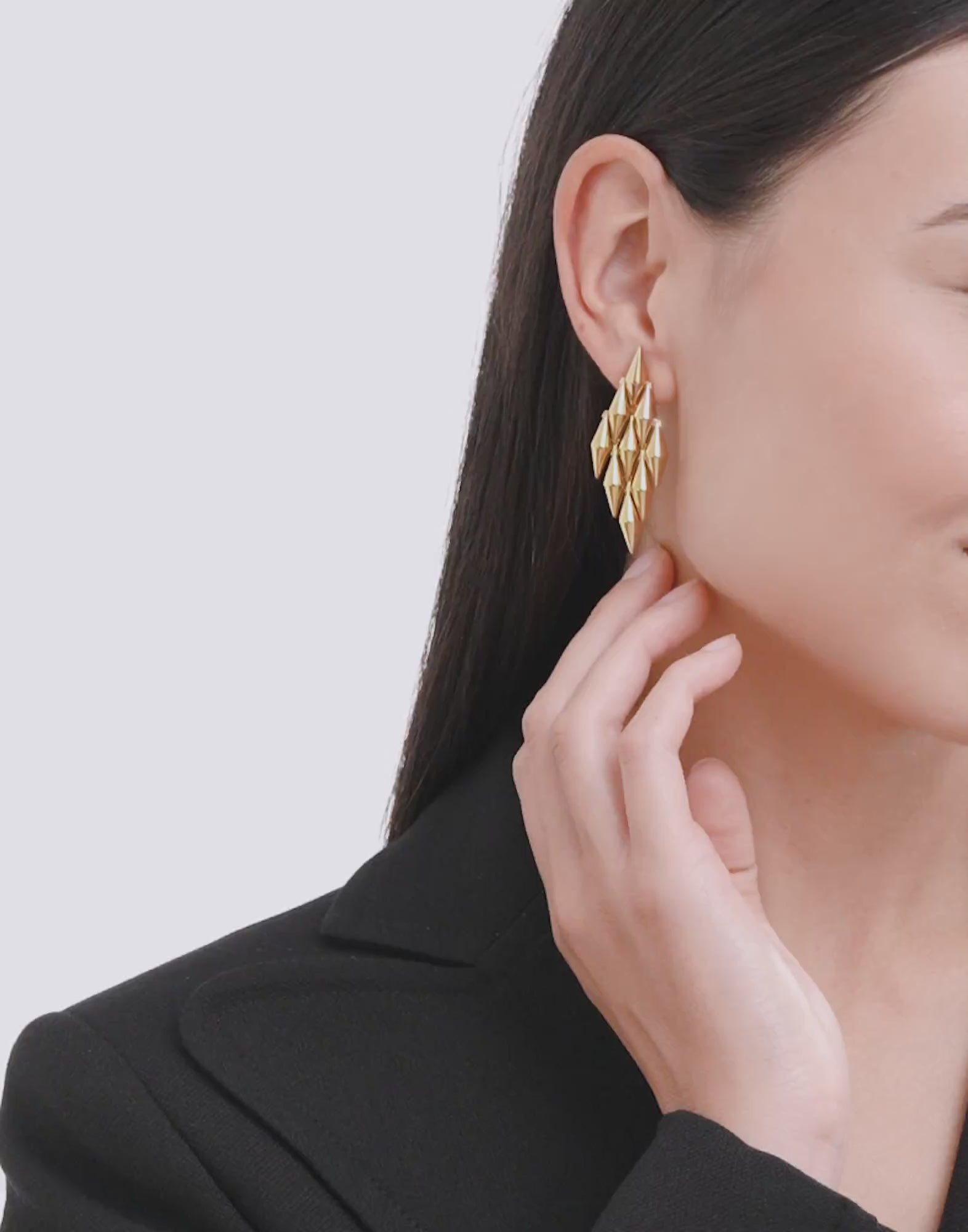 Carave Paris Serpenti Pyramid Gold Drop Earrings