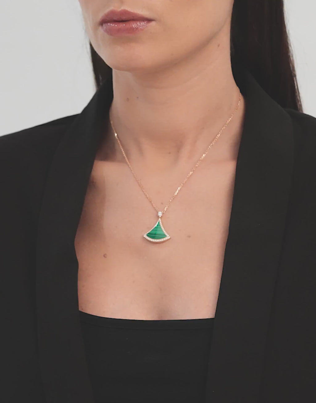 Carave Paris Pavé Mother of Pearl Fan Pendant Necklace