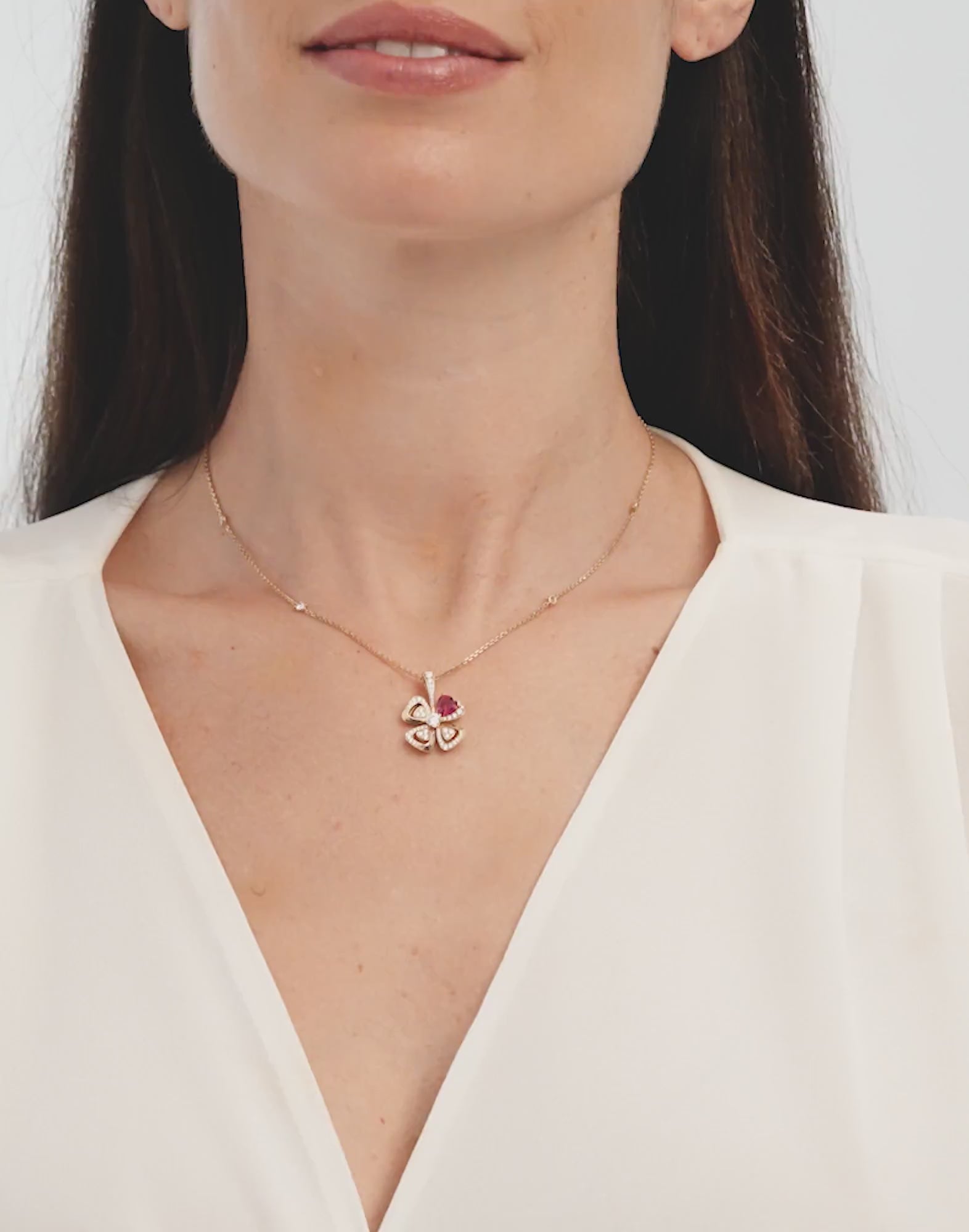 Carave Paris Floral Pink Gemstone Pendant Necklace