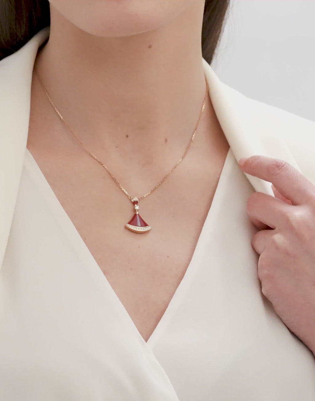 Carave Paris Diva Ruby & Diamond Pendant Necklace