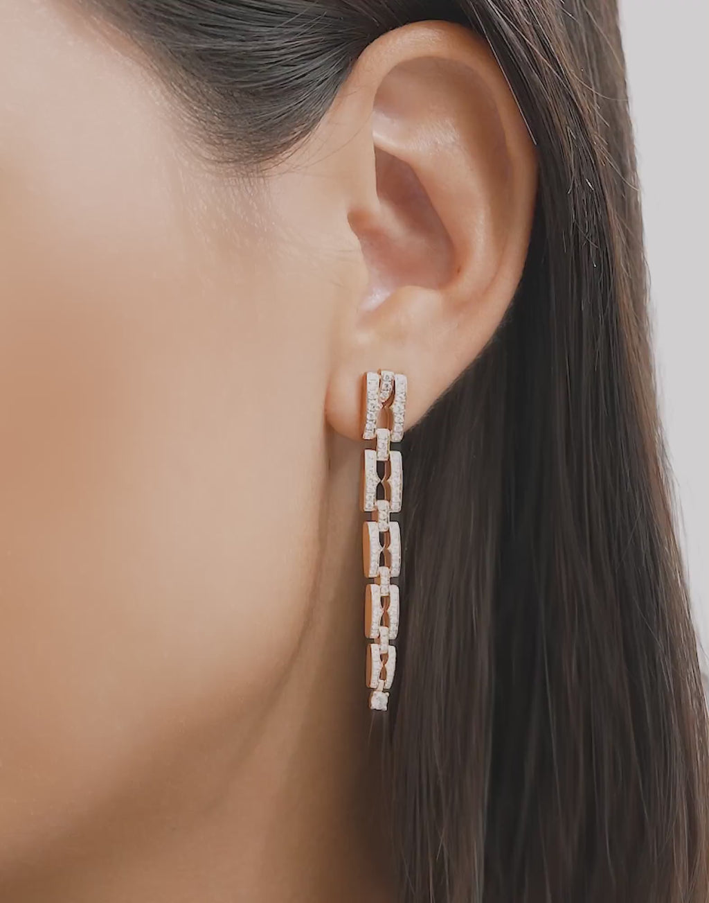Carave Paris Diva Diamond Link Drop Earrings in Rose Gold