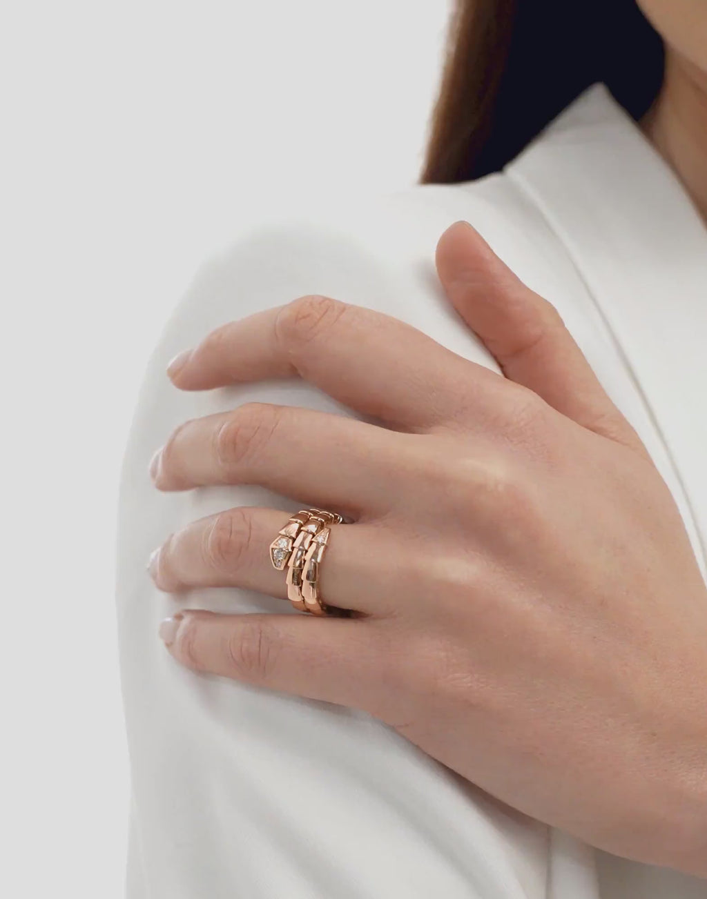 Carave Paris Serpenti Flexible Band Rose Gold Ring