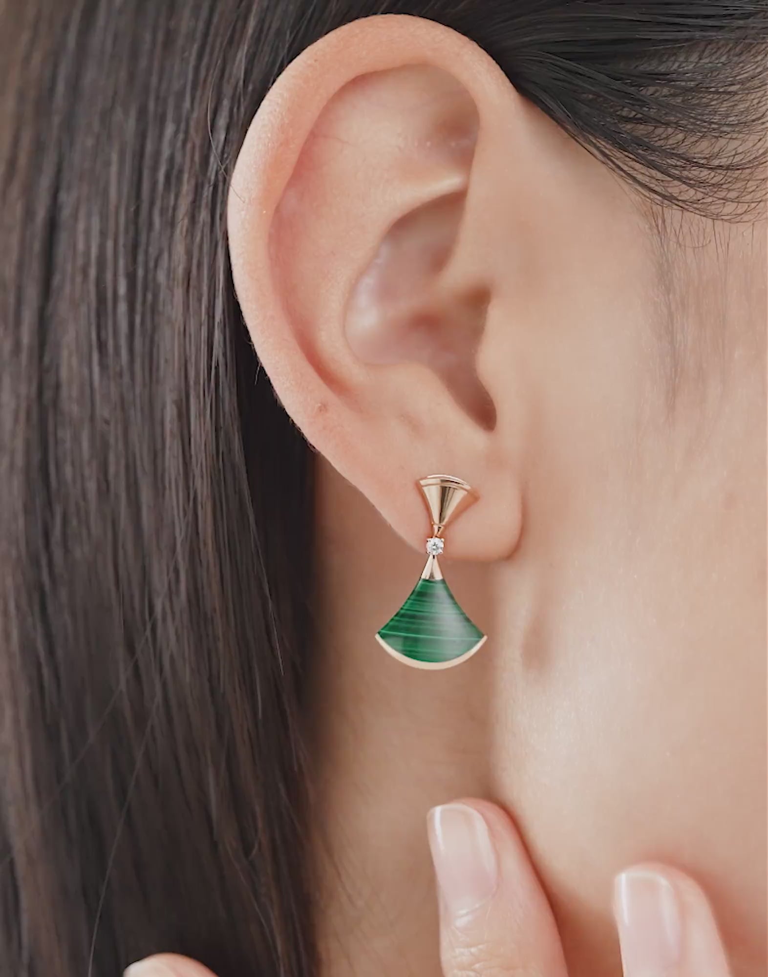 Carave Paris Diva Red Agate & Diamond Drop Earrings in Rose Gold