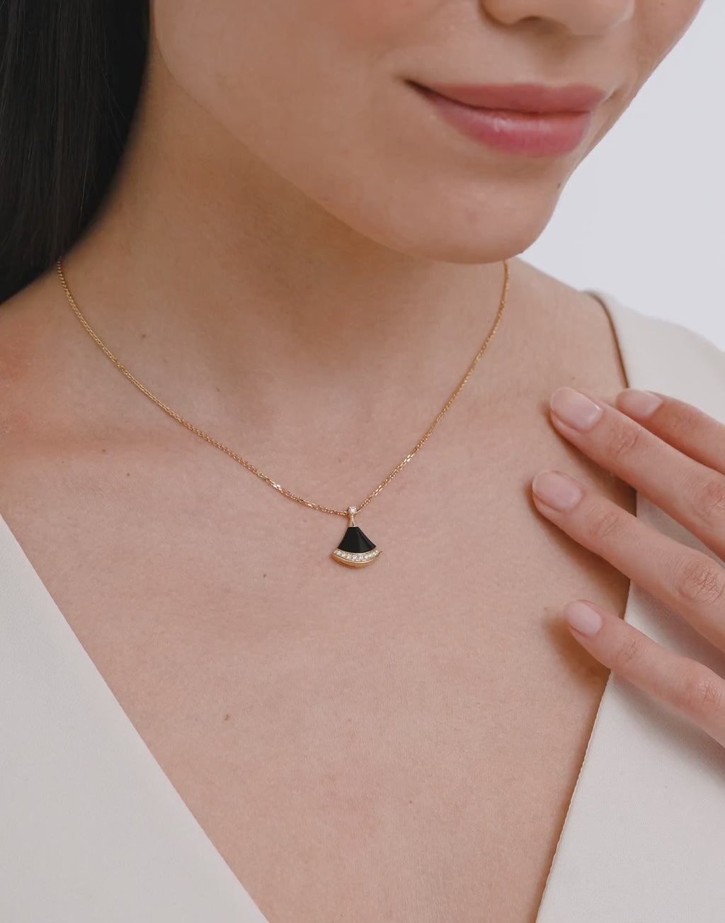 Carave Paris Diva Fan Malachite Diamond Pendant Necklace in Rose Gold