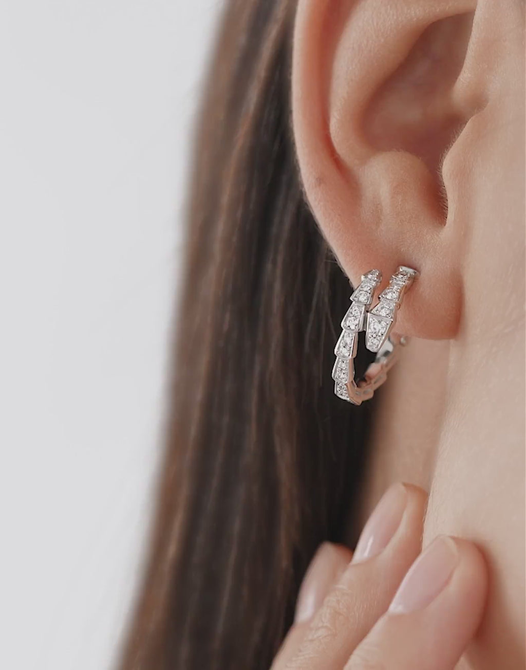 Carave Paris Serpenti Diamond Hoop Earrings in Rose Gold