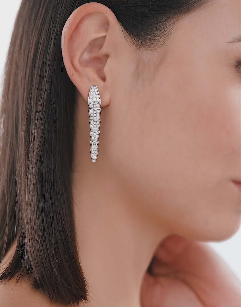 Carave Paris Serpenti Pavé Diamond Drop Earrings in White Gold
